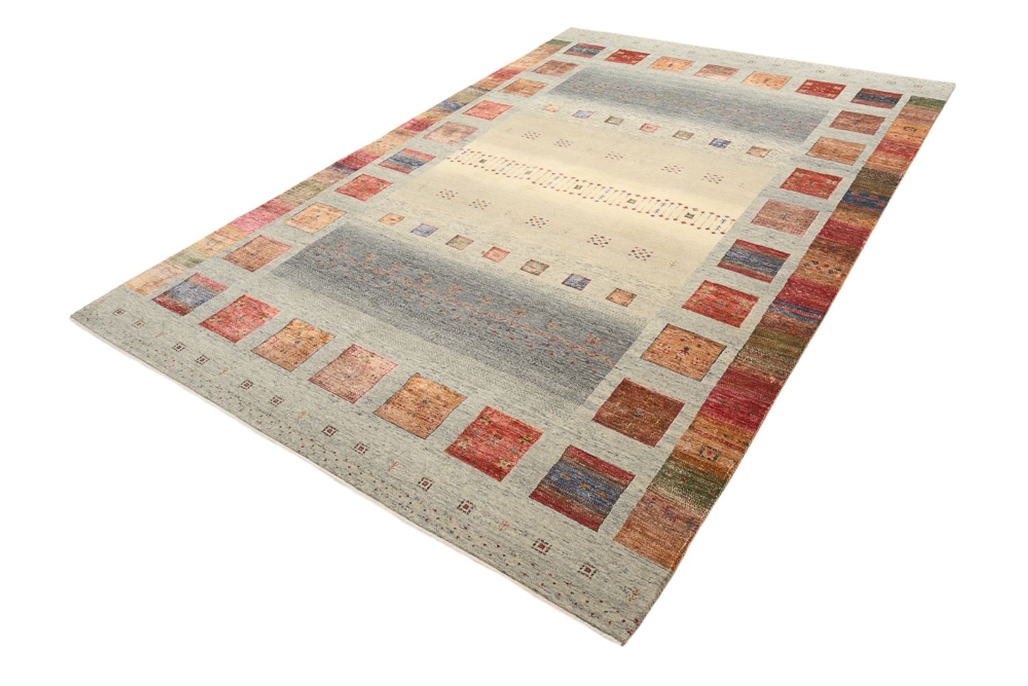 Alfombra Gabbeh - Loribaft Indus - 304 x 208 cm - beige oscuro