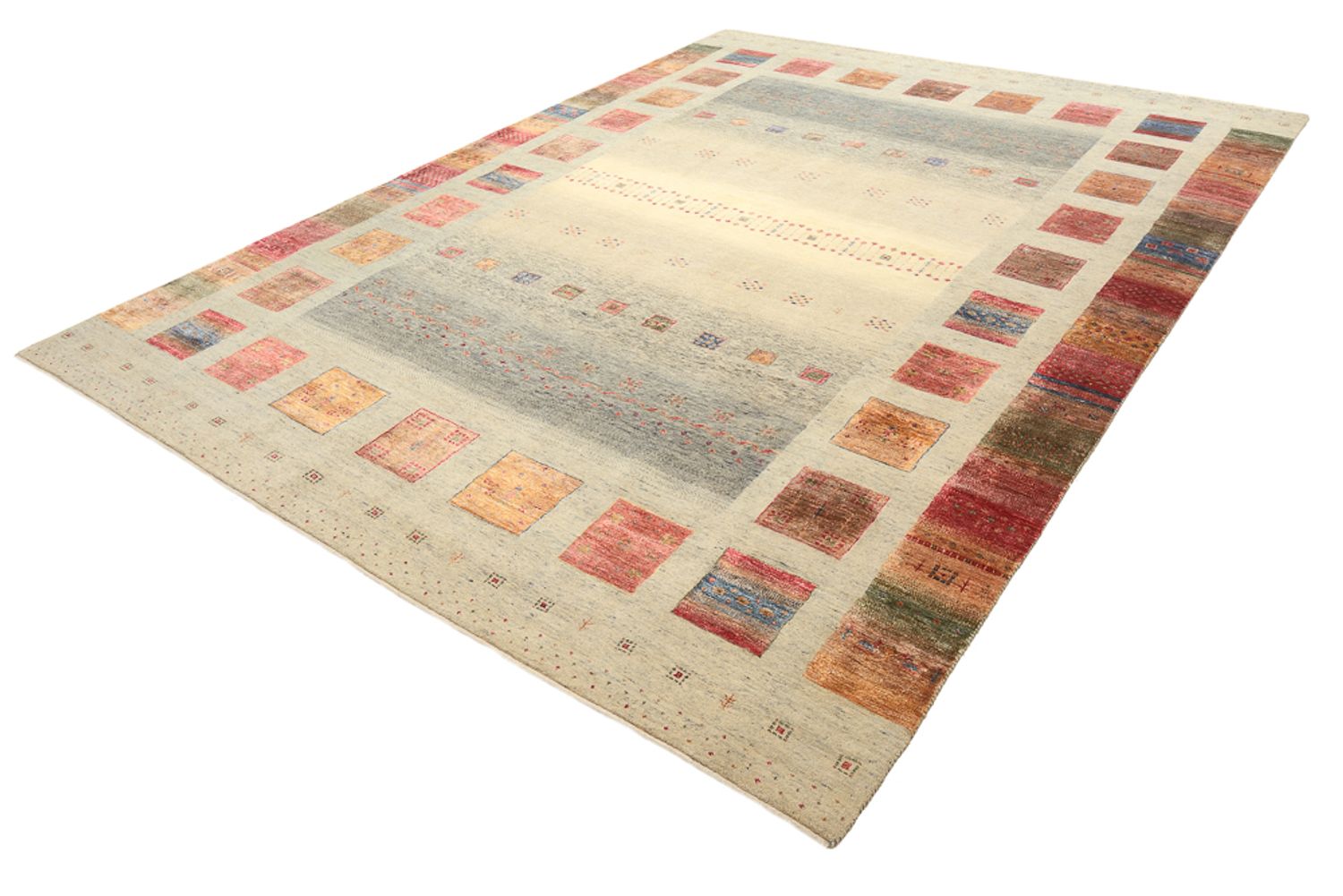 Alfombra Gabbeh - Loribaft Indus - 336 x 250 cm - beige oscuro