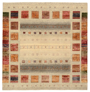 Alfombra Gabbeh - Loribaft Indus cuadrado  - 206 x 204 cm - beige oscuro