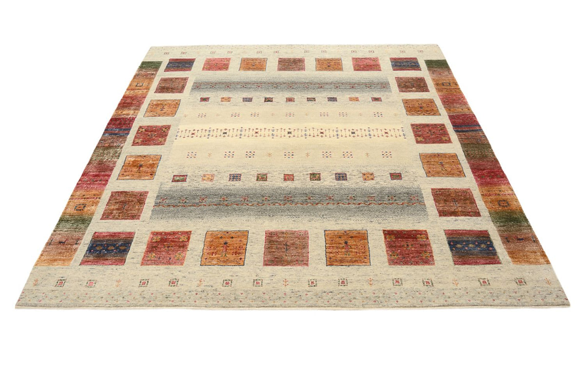 Alfombra Gabbeh - Loribaft Indus cuadrado  - 206 x 204 cm - beige oscuro