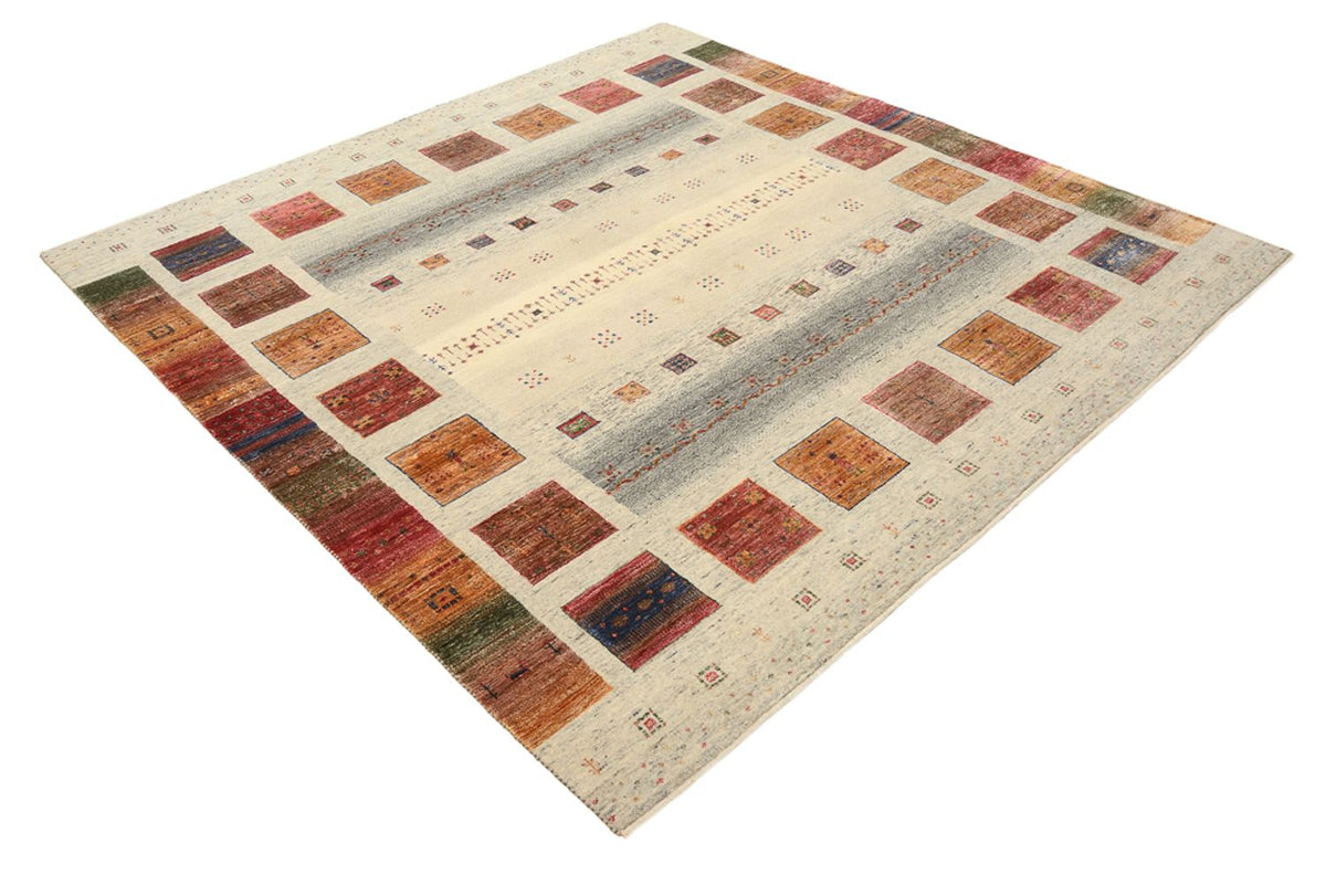 Alfombra Gabbeh - Loribaft Indus cuadrado  - 206 x 204 cm - beige oscuro