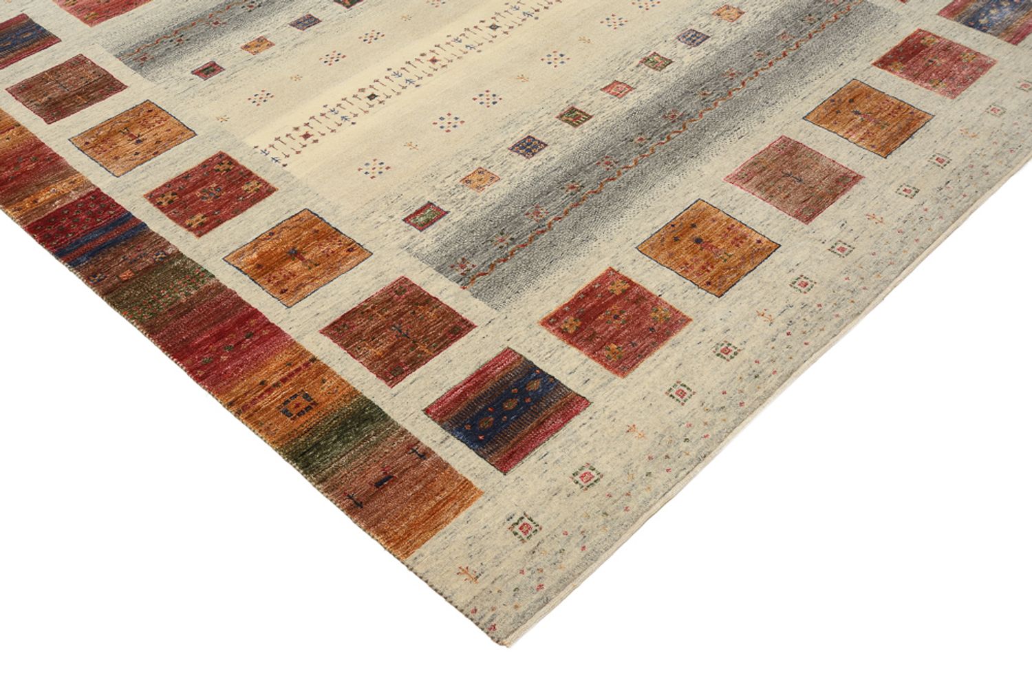 Alfombra Gabbeh - Loribaft Indus cuadrado  - 206 x 204 cm - beige oscuro