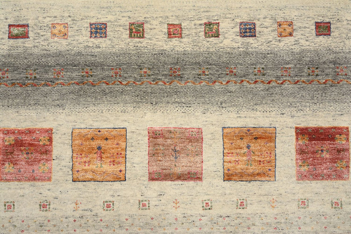 Alfombra Gabbeh - Loribaft Indus cuadrado  - 206 x 204 cm - beige oscuro