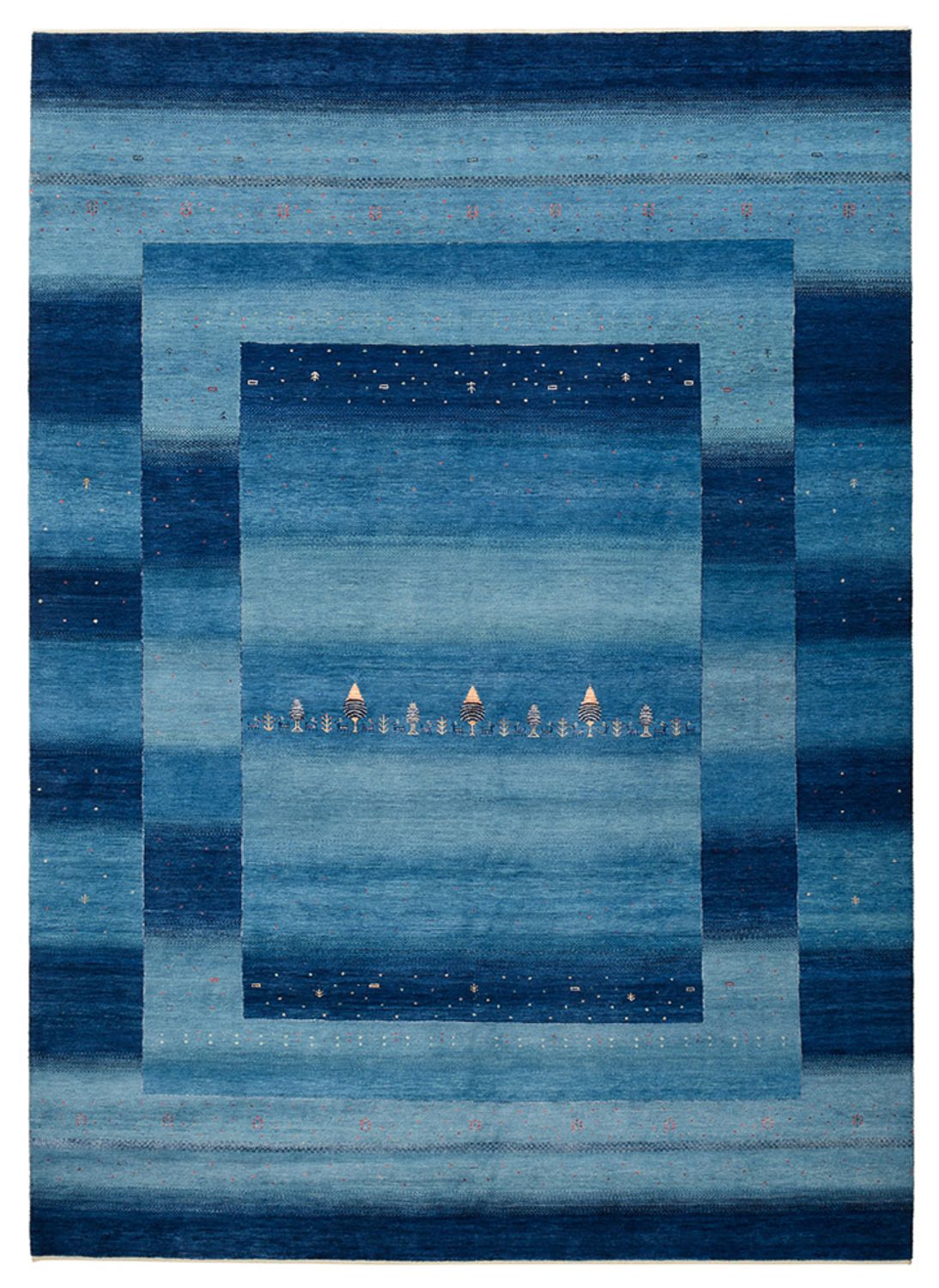Alfombra Gabbeh - Loribaft Indus - 345 x 247 cm - azul marino