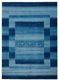 Alfombra Gabbeh - Loribaft Indus - 345 x 247 cm - azul marino