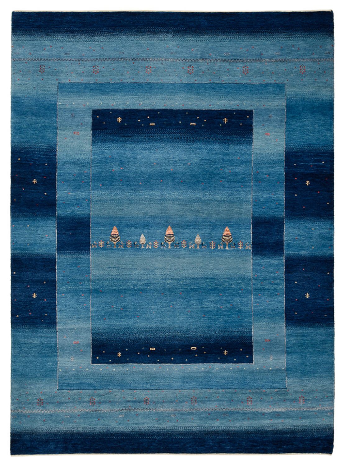 Alfombra Gabbeh - Loribaft Indus - 235 x 169 cm - azul marino