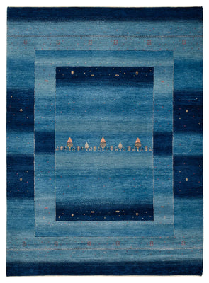 Alfombra Gabbeh - Loribaft Indus - 235 x 169 cm - azul marino