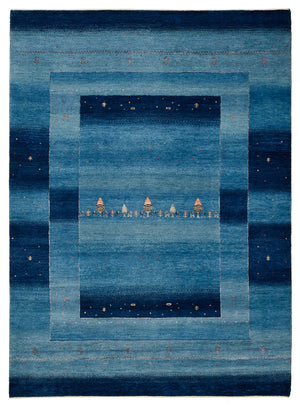 Alfombra Gabbeh - Loribaft Indus - 235 x 169 cm - azul marino