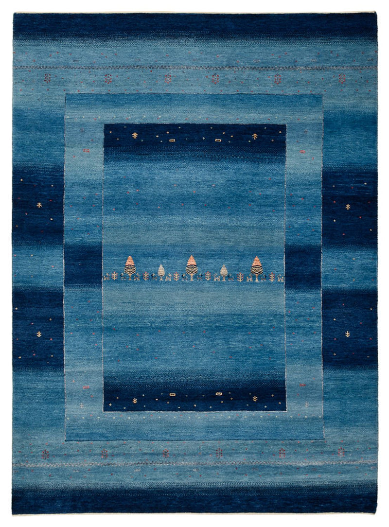 Alfombra Gabbeh - Loribaft Indus - 235 x 169 cm - azul marino