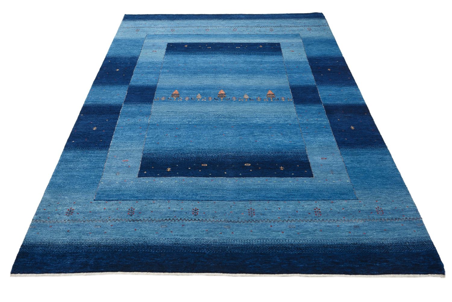Alfombra Gabbeh - Loribaft Indus - 235 x 169 cm - azul marino