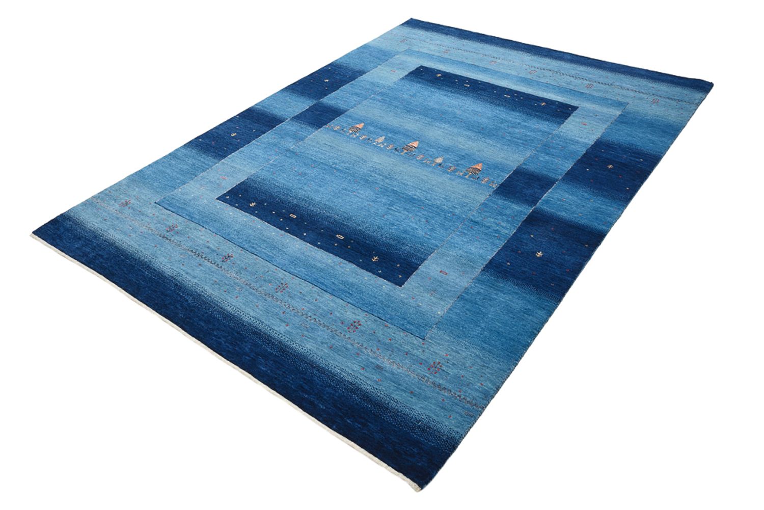 Alfombra Gabbeh - Loribaft Indus - 235 x 169 cm - azul marino