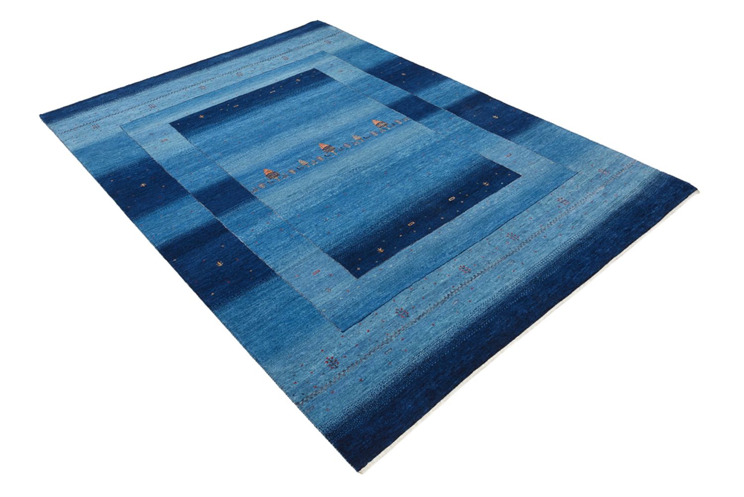 Alfombra Gabbeh - Loribaft Indus - 235 x 169 cm - azul marino