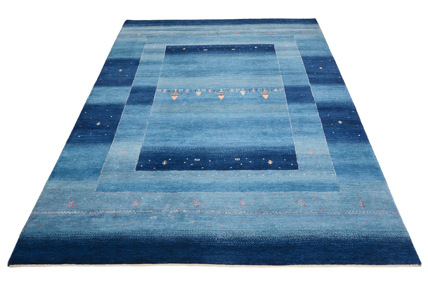 Alfombra Gabbeh - Loribaft Indus - 235 x 169 cm - azul marino