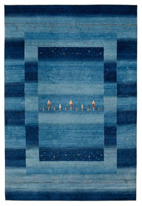 Alfombra Gabbeh - Loribaft Indus - 304 x 204 cm - azul marino