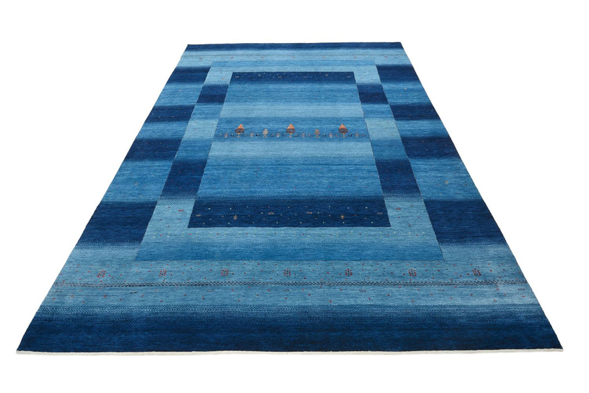 Alfombra Gabbeh - Loribaft Indus - 304 x 204 cm - azul marino