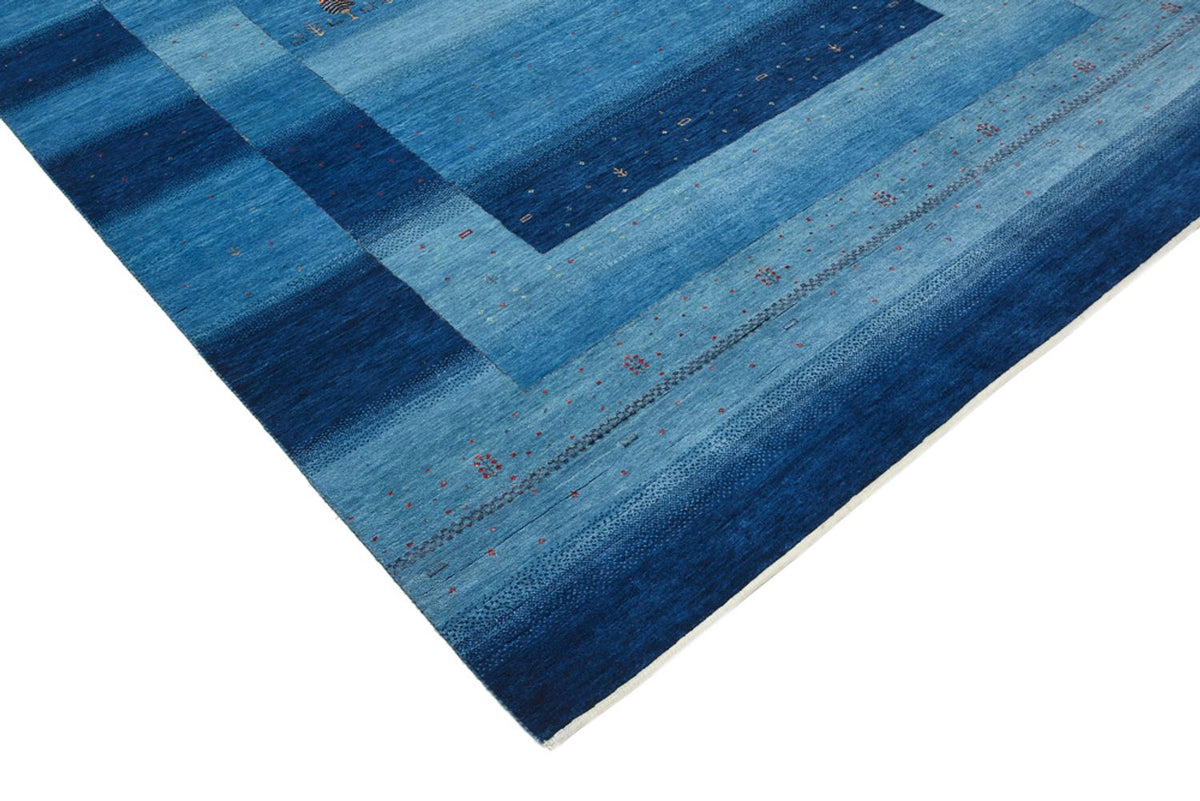 Alfombra Gabbeh - Loribaft Indus - 304 x 204 cm - azul marino