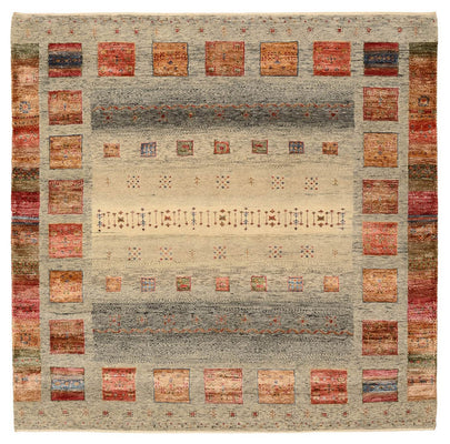 Alfombra Gabbeh - Loribaft Indus cuadrado  - 156 x 152 cm - beige oscuro