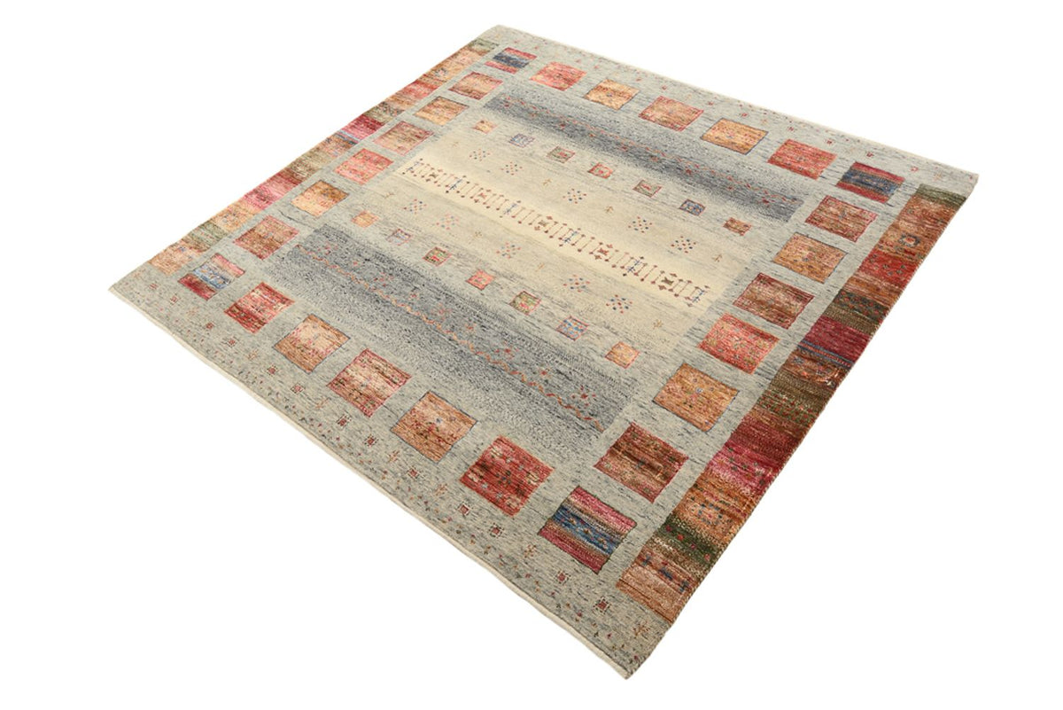 Alfombra Gabbeh - Loribaft Indus cuadrado  - 156 x 152 cm - beige oscuro
