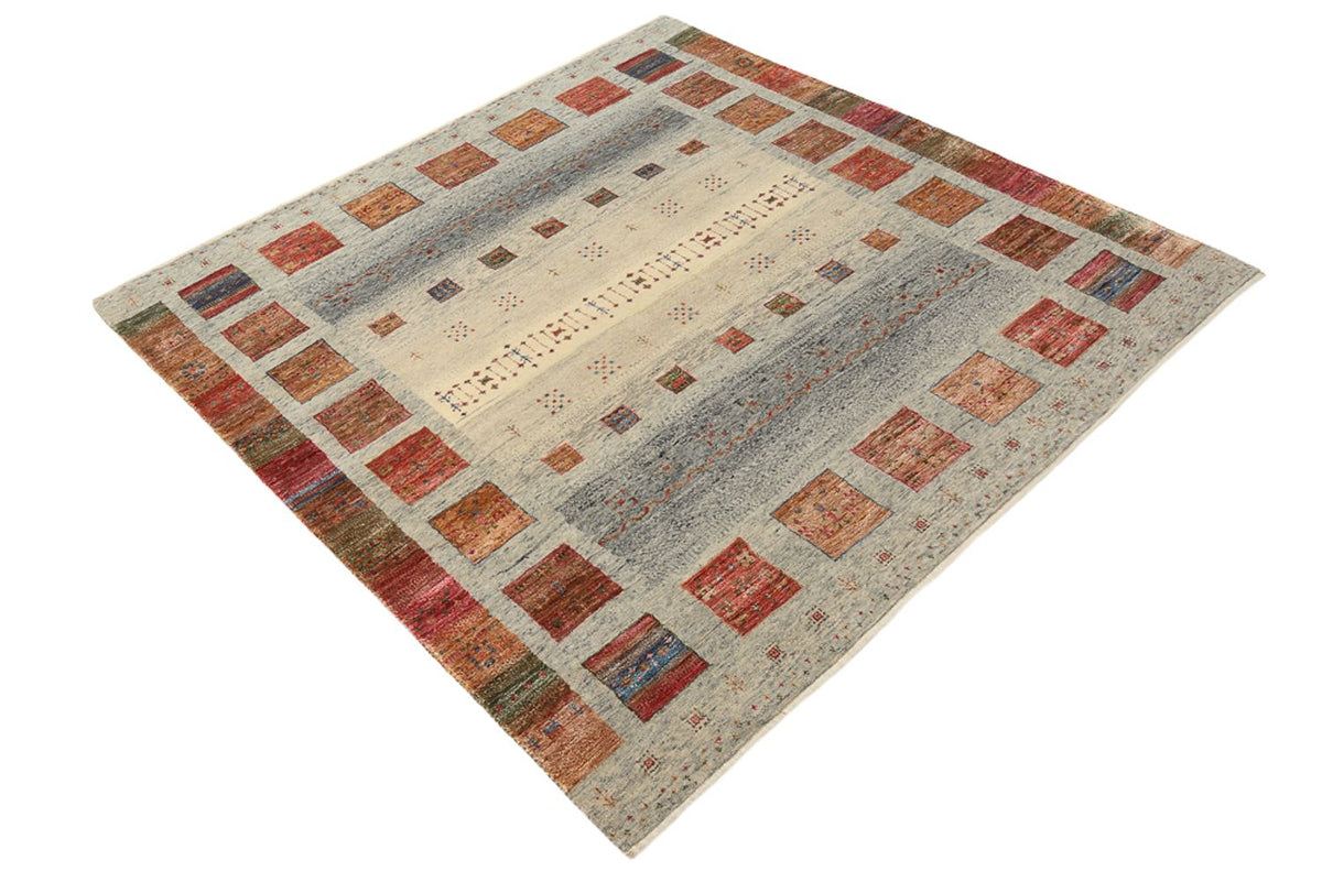 Alfombra Gabbeh - Loribaft Indus cuadrado  - 156 x 152 cm - beige oscuro