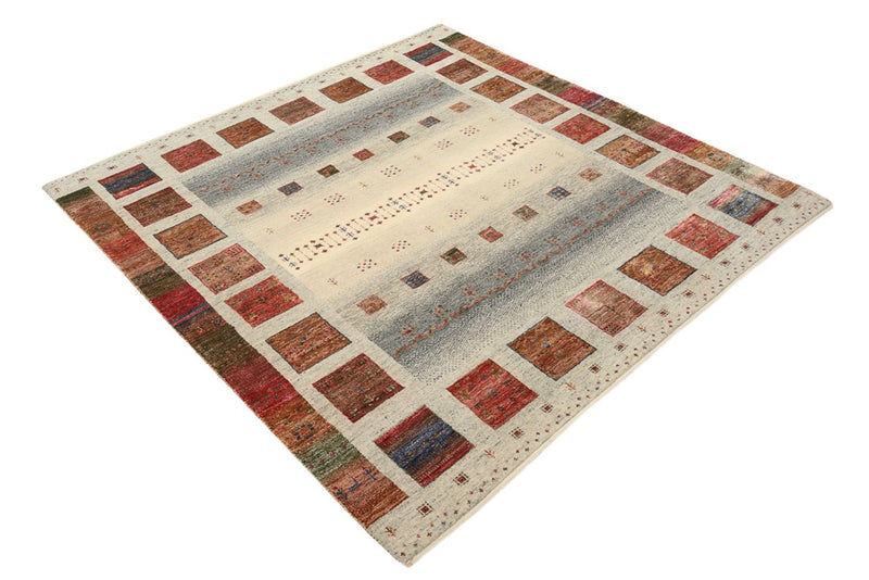 Alfombra Gabbeh - Loribaft Indus cuadrado  - 156 x 156 cm - beige oscuro