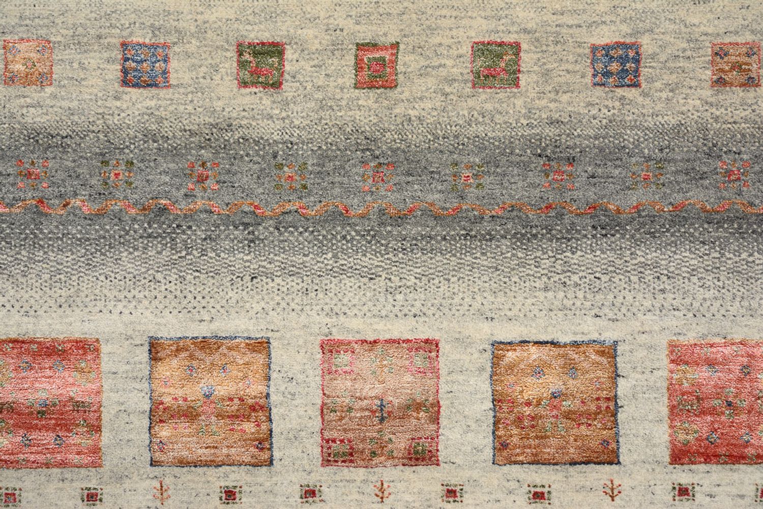 Alfombra Gabbeh - Loribaft Indus cuadrado  - 156 x 156 cm - beige oscuro