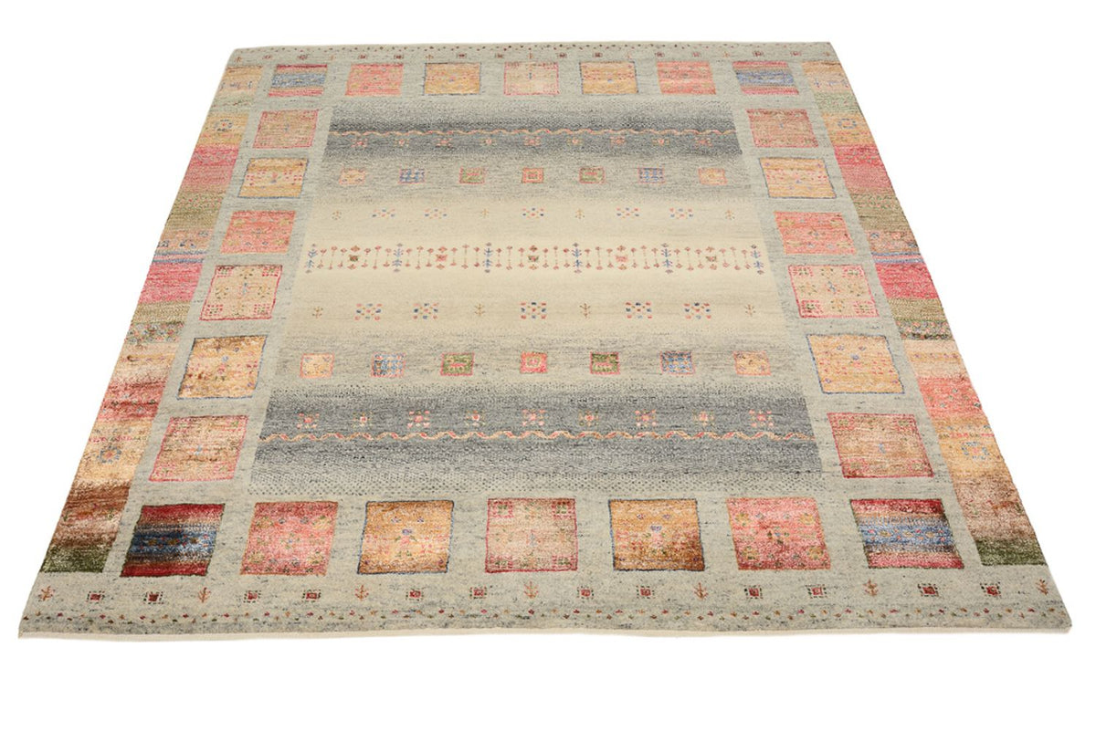 Alfombra Gabbeh - Loribaft Indus cuadrado  - 156 x 156 cm - beige oscuro