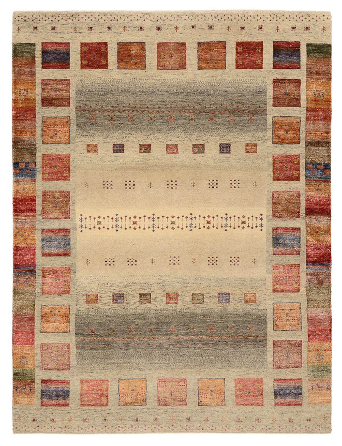 Alfombra Gabbeh - Loribaft Indus - 204 x 154 cm - beige oscuro
