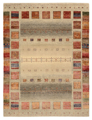 Alfombra Gabbeh - Loribaft Indus - 204 x 154 cm - beige oscuro