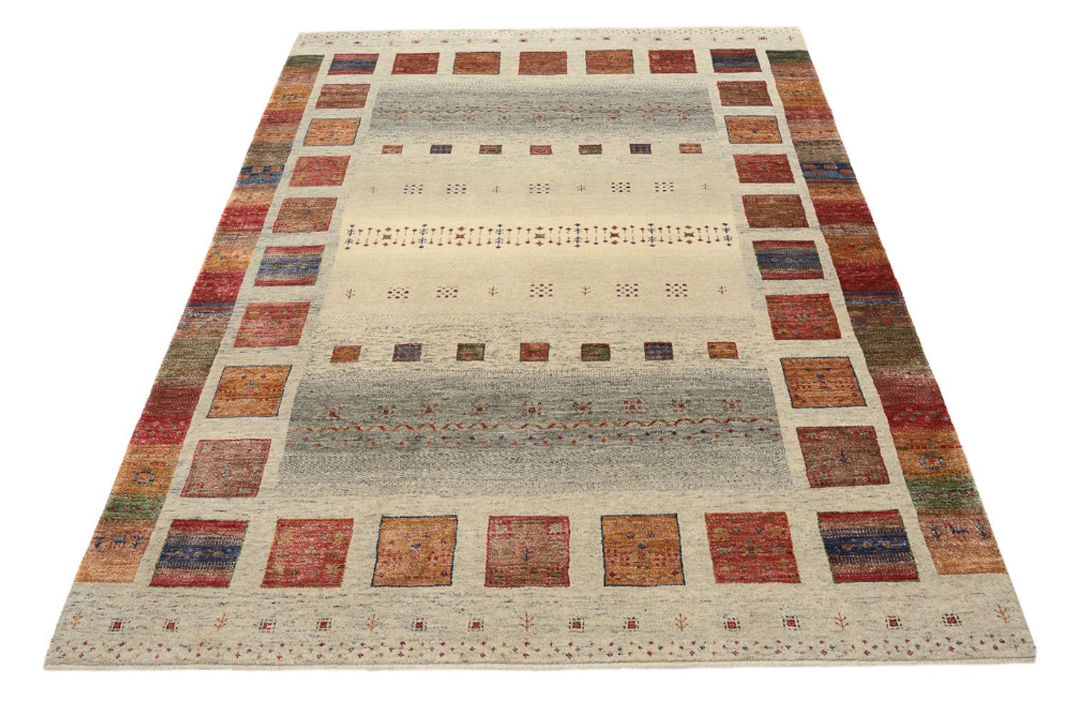 Alfombra Gabbeh - Loribaft Indus - 204 x 154 cm - beige oscuro