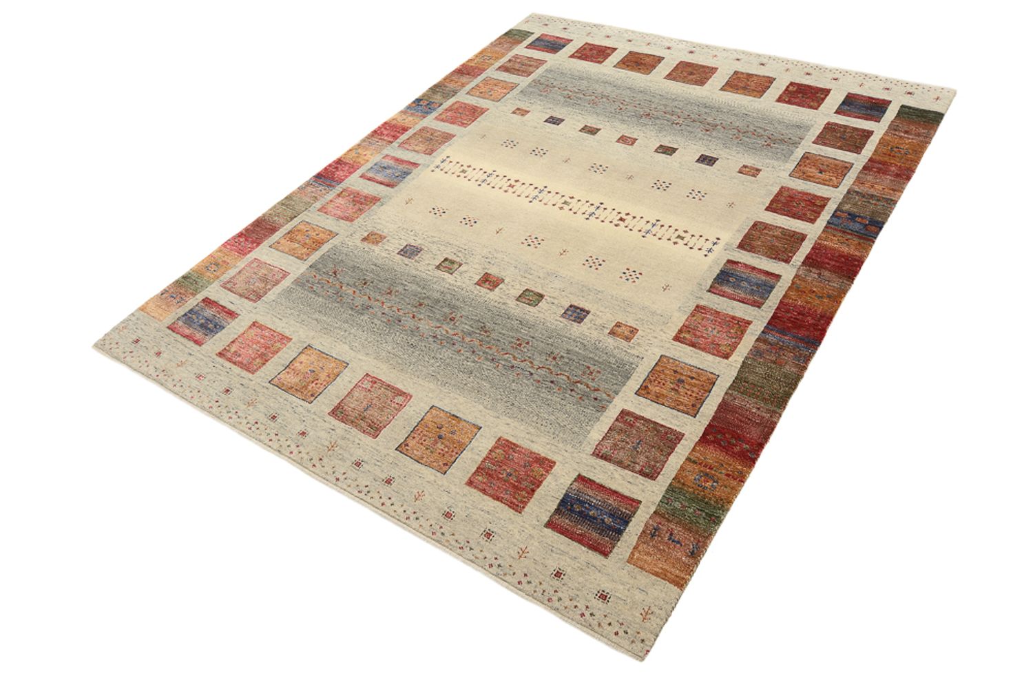 Alfombra Gabbeh - Loribaft Indus - 204 x 154 cm - beige oscuro