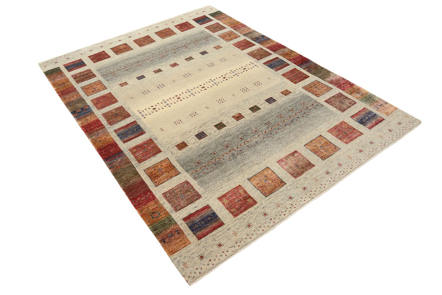 Alfombra Gabbeh - Loribaft Indus - 204 x 154 cm - beige oscuro