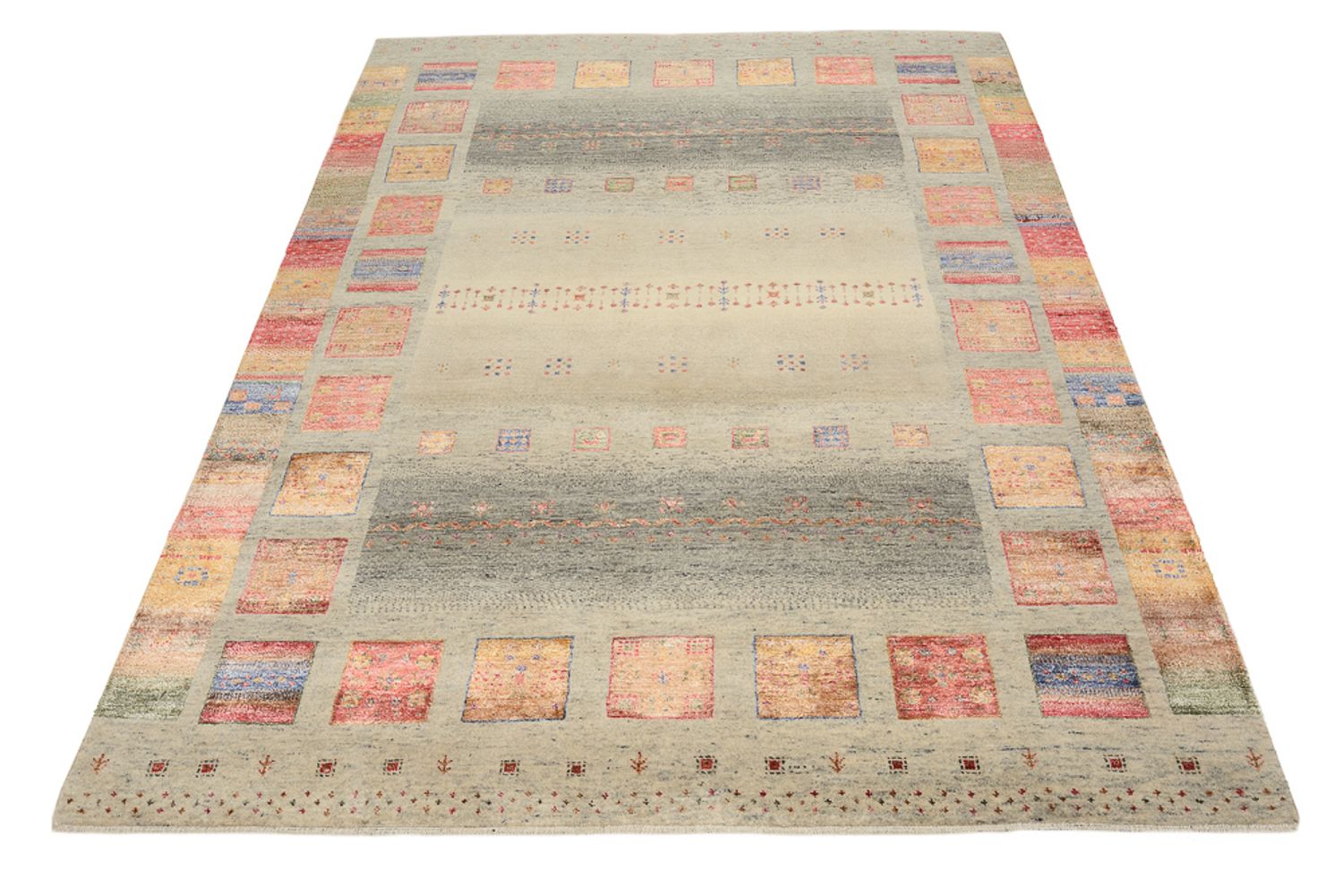 Alfombra Gabbeh - Loribaft Indus - 204 x 154 cm - beige oscuro