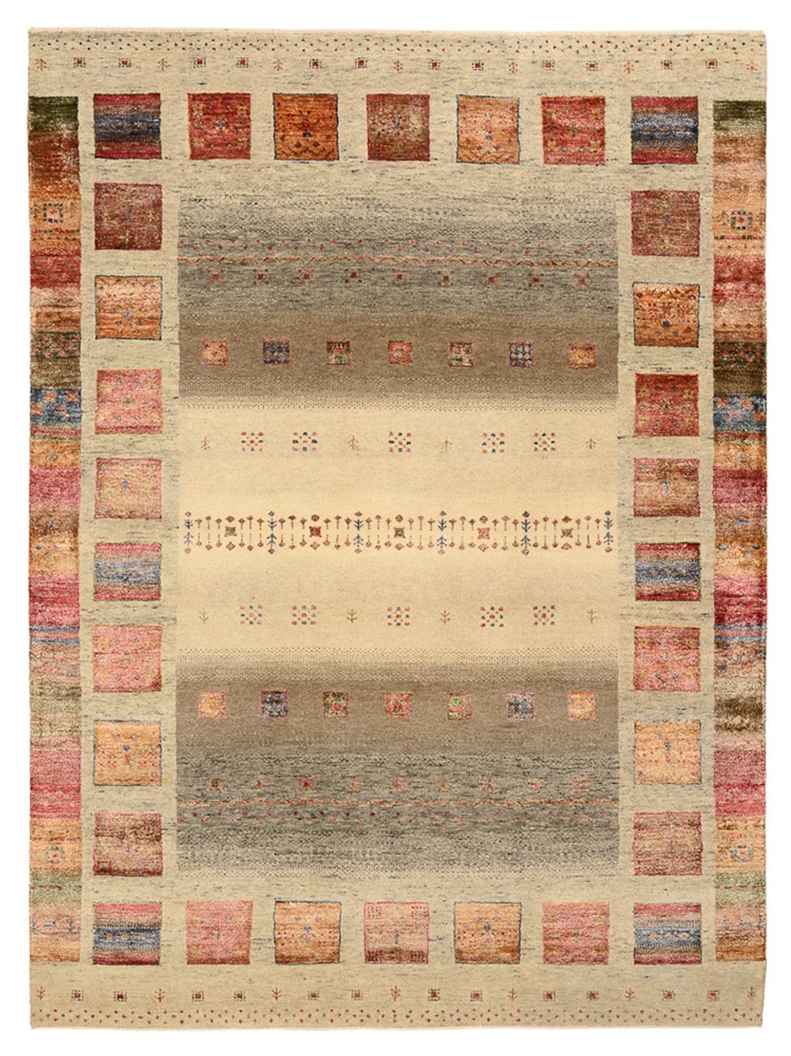 Alfombra Gabbeh - Loribaft Indus - 205 x 157 cm - beige oscuro