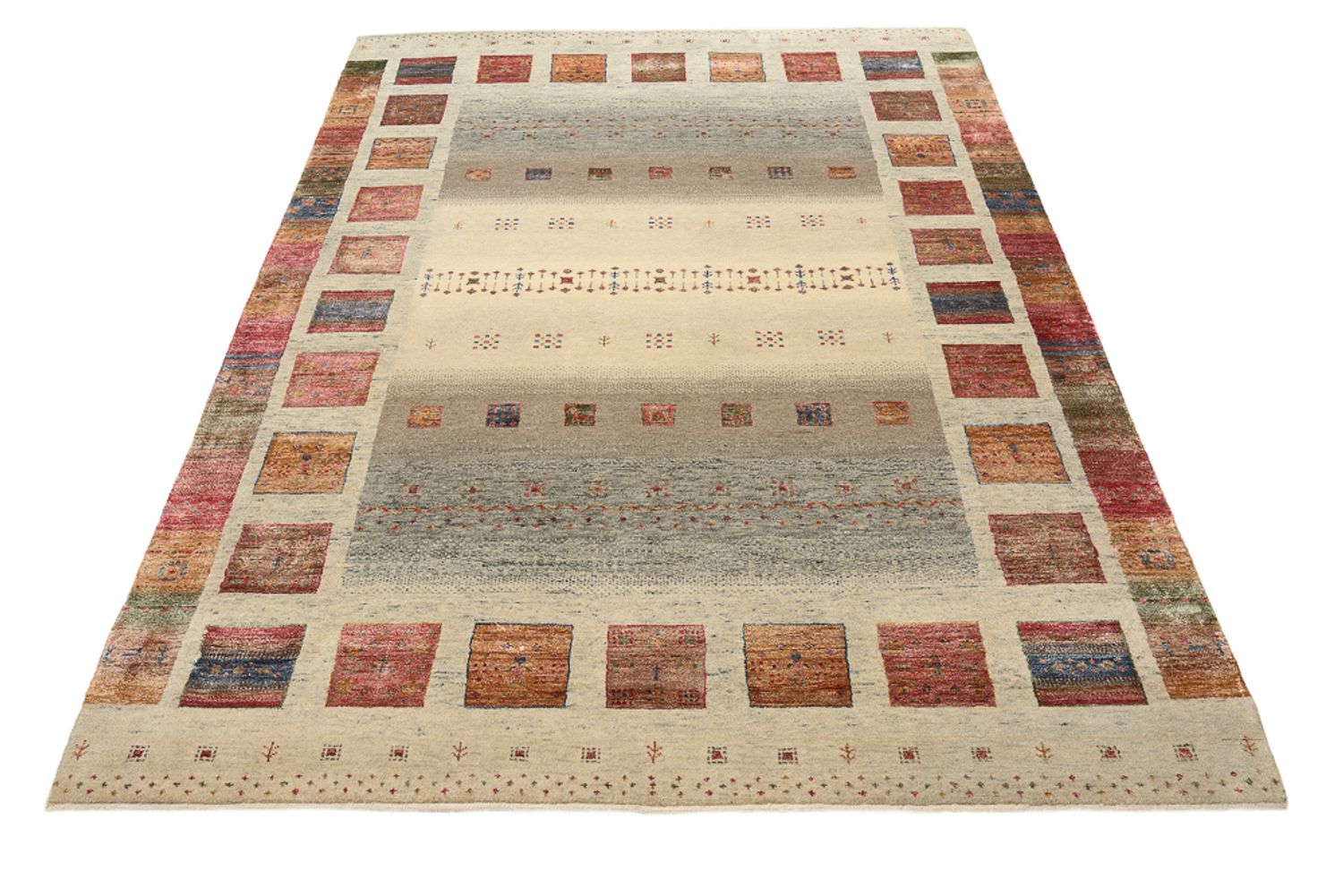 Alfombra Gabbeh - Loribaft Indus - 205 x 157 cm - beige oscuro