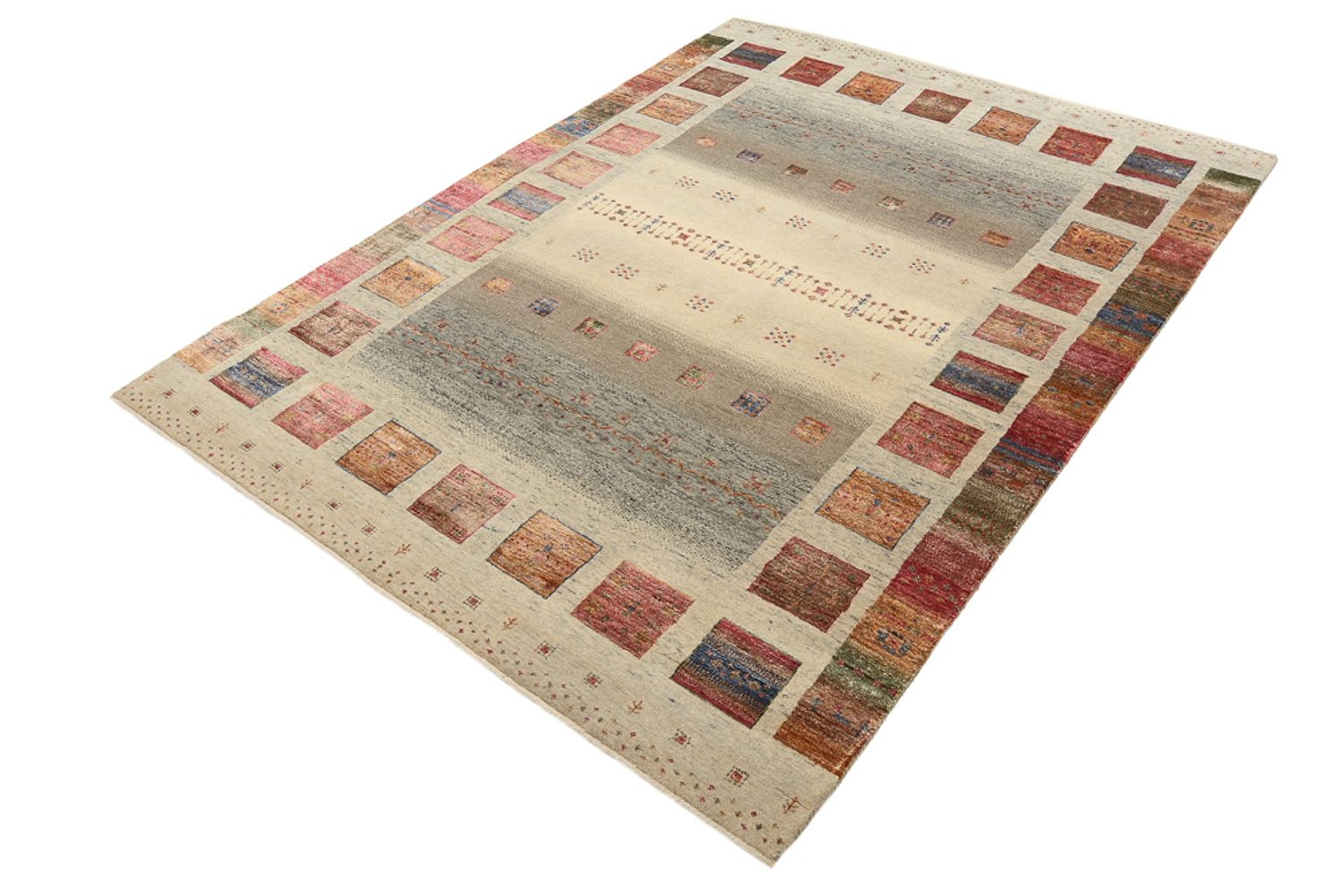 Alfombra Gabbeh - Loribaft Indus - 205 x 157 cm - beige oscuro