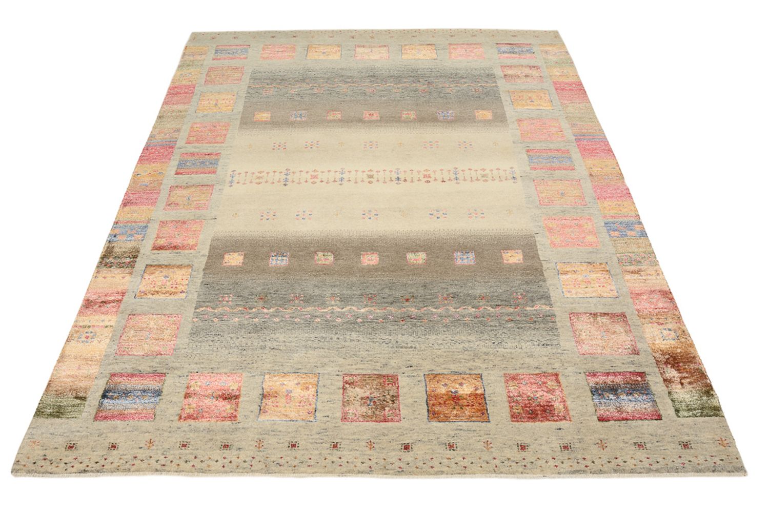 Alfombra Gabbeh - Loribaft Indus - 205 x 157 cm - beige oscuro