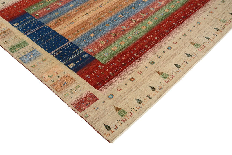 Alfombra Gabbeh - Loribaft Indus cuadrado  - 203 x 203 cm - multicolor