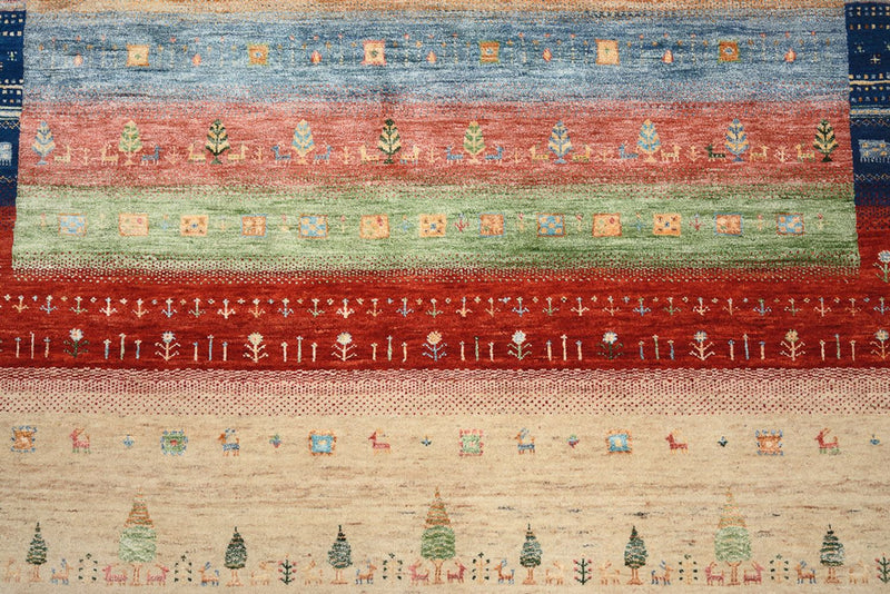 Alfombra Gabbeh - Loribaft Indus cuadrado  - 203 x 203 cm - multicolor