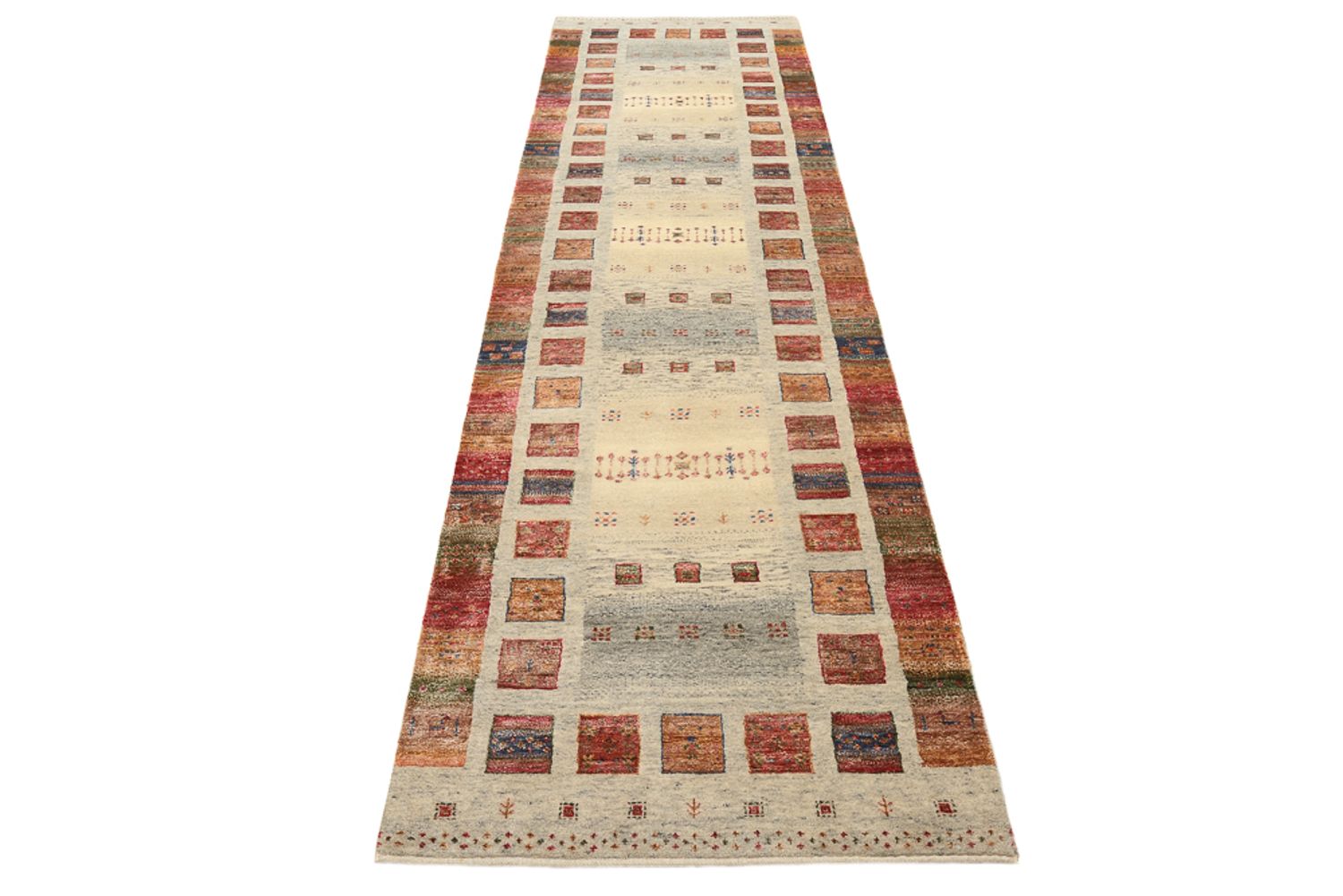 Alfombra de pasillo Alfombra Gabbeh - Loribaft Indus - 306 x 84 cm - beige oscuro