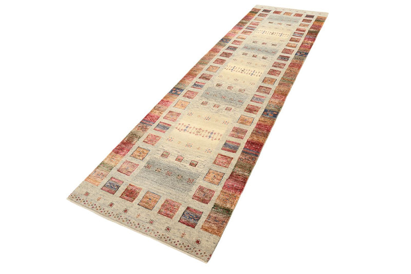 Alfombra de pasillo Alfombra Gabbeh - Loribaft Indus - 306 x 84 cm - beige oscuro
