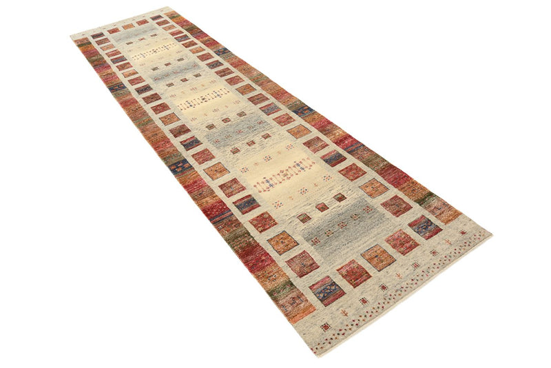 Alfombra de pasillo Alfombra Gabbeh - Loribaft Indus - 306 x 84 cm - beige oscuro