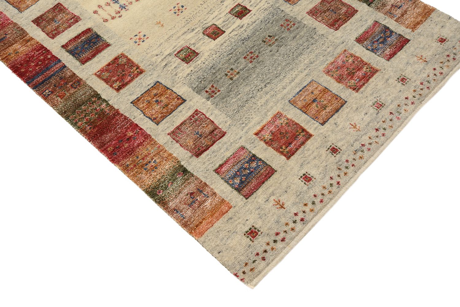 Alfombra de pasillo Alfombra Gabbeh - Loribaft Indus - 306 x 84 cm - beige oscuro