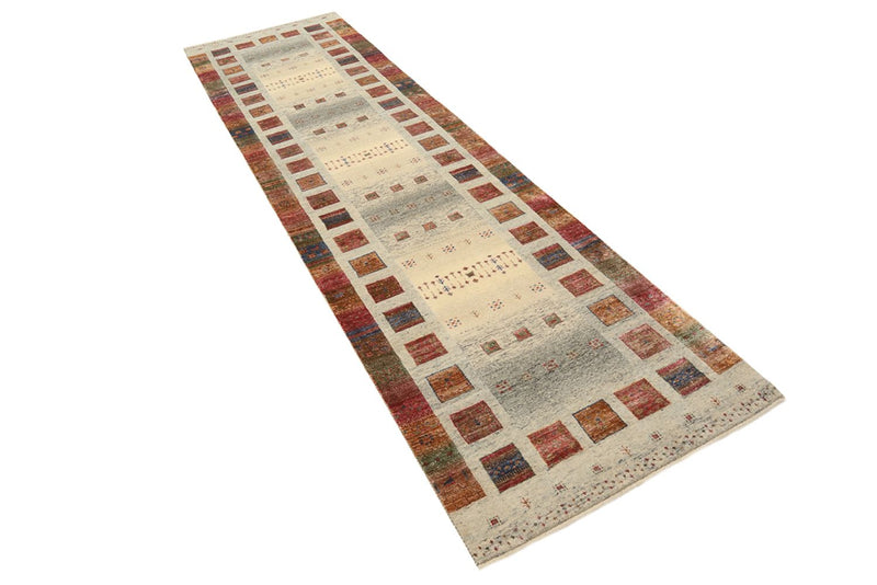 Alfombra de pasillo Alfombra Gabbeh - Loribaft Indus - 306 x 85 cm - beige oscuro