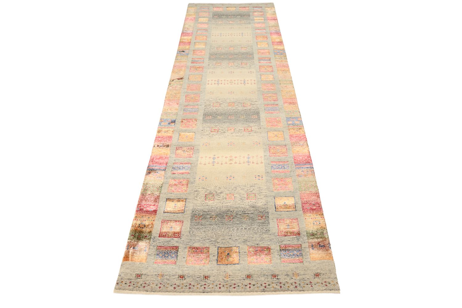 Alfombra de pasillo Alfombra Gabbeh - Loribaft Indus - 306 x 85 cm - beige oscuro