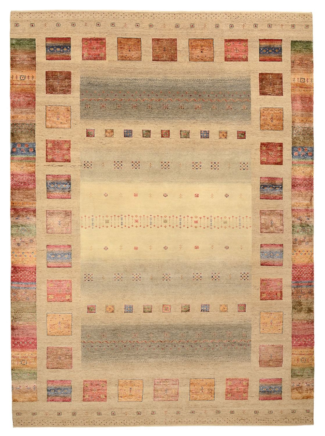Alfombra Gabbeh - Loribaft Indus - 351 x 254 cm - beige oscuro