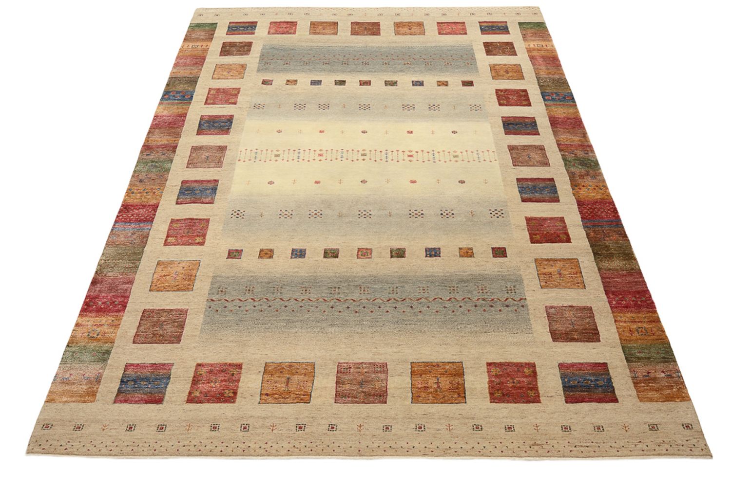 Alfombra Gabbeh - Loribaft Indus - 351 x 254 cm - beige oscuro