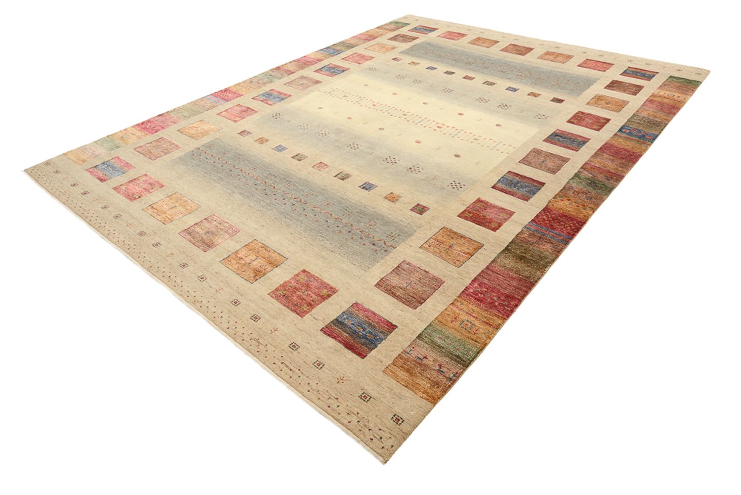Alfombra Gabbeh - Loribaft Indus - 351 x 254 cm - beige oscuro