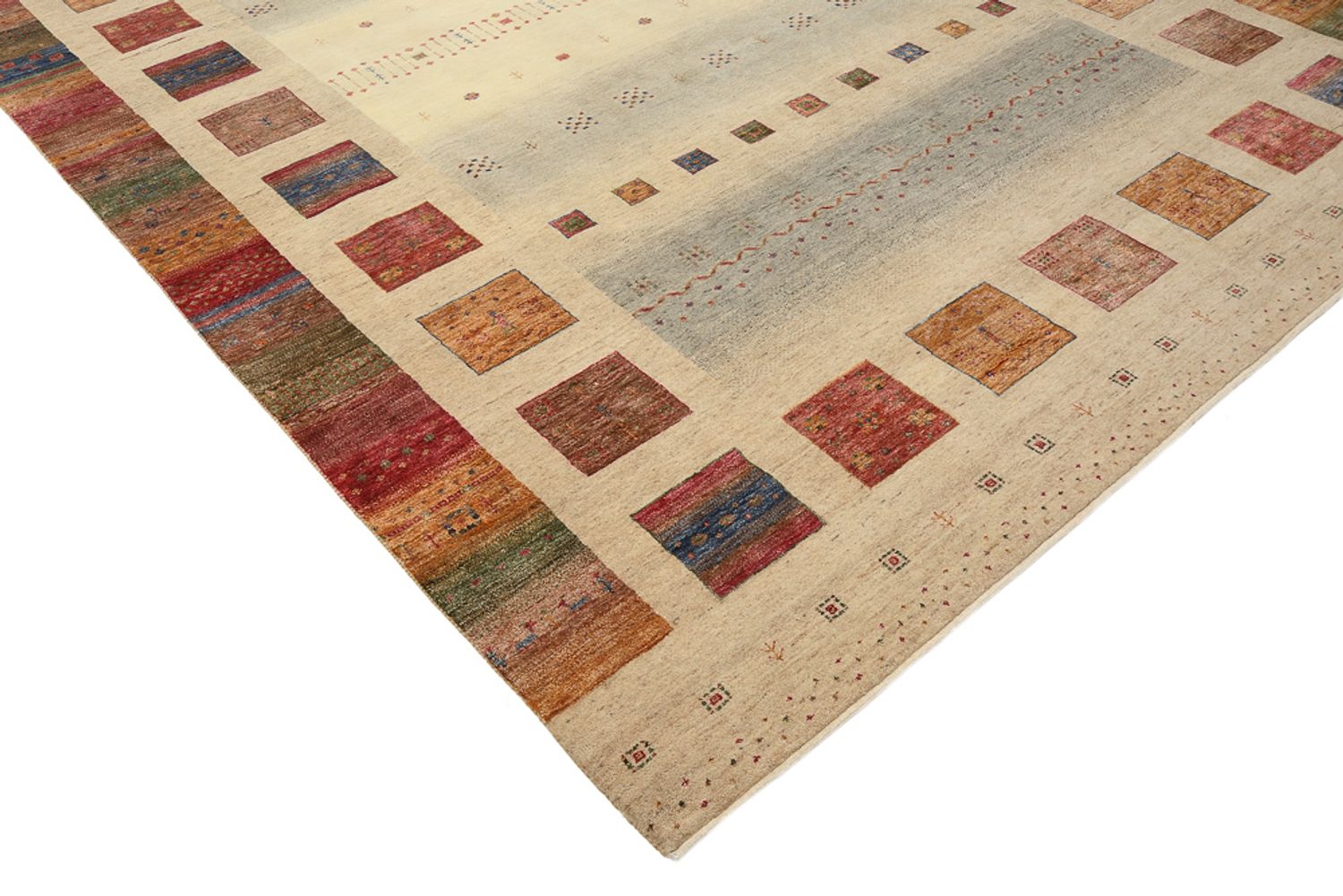 Alfombra Gabbeh - Loribaft Indus - 351 x 254 cm - beige oscuro