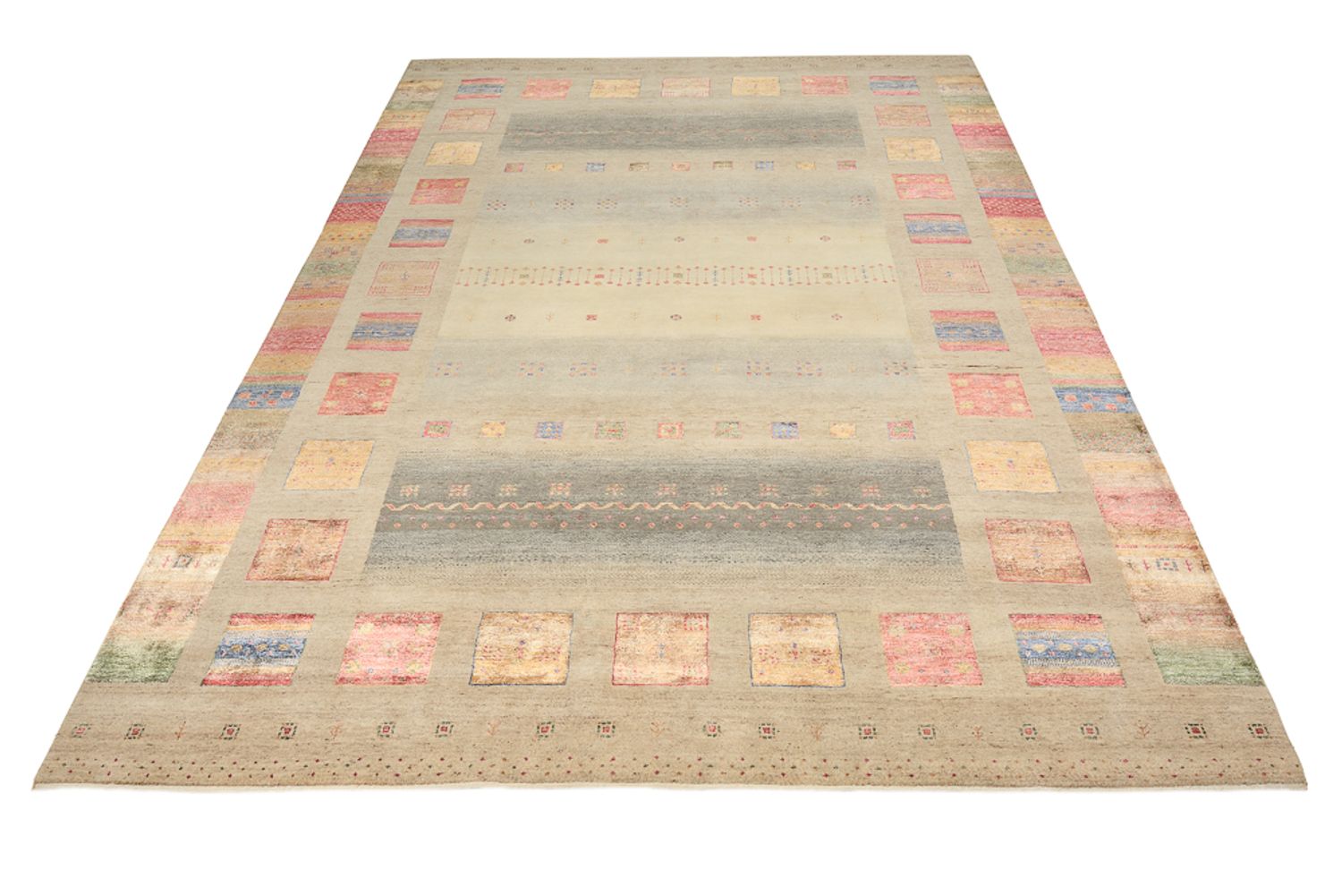 Alfombra Gabbeh - Loribaft Indus - 351 x 254 cm - beige oscuro