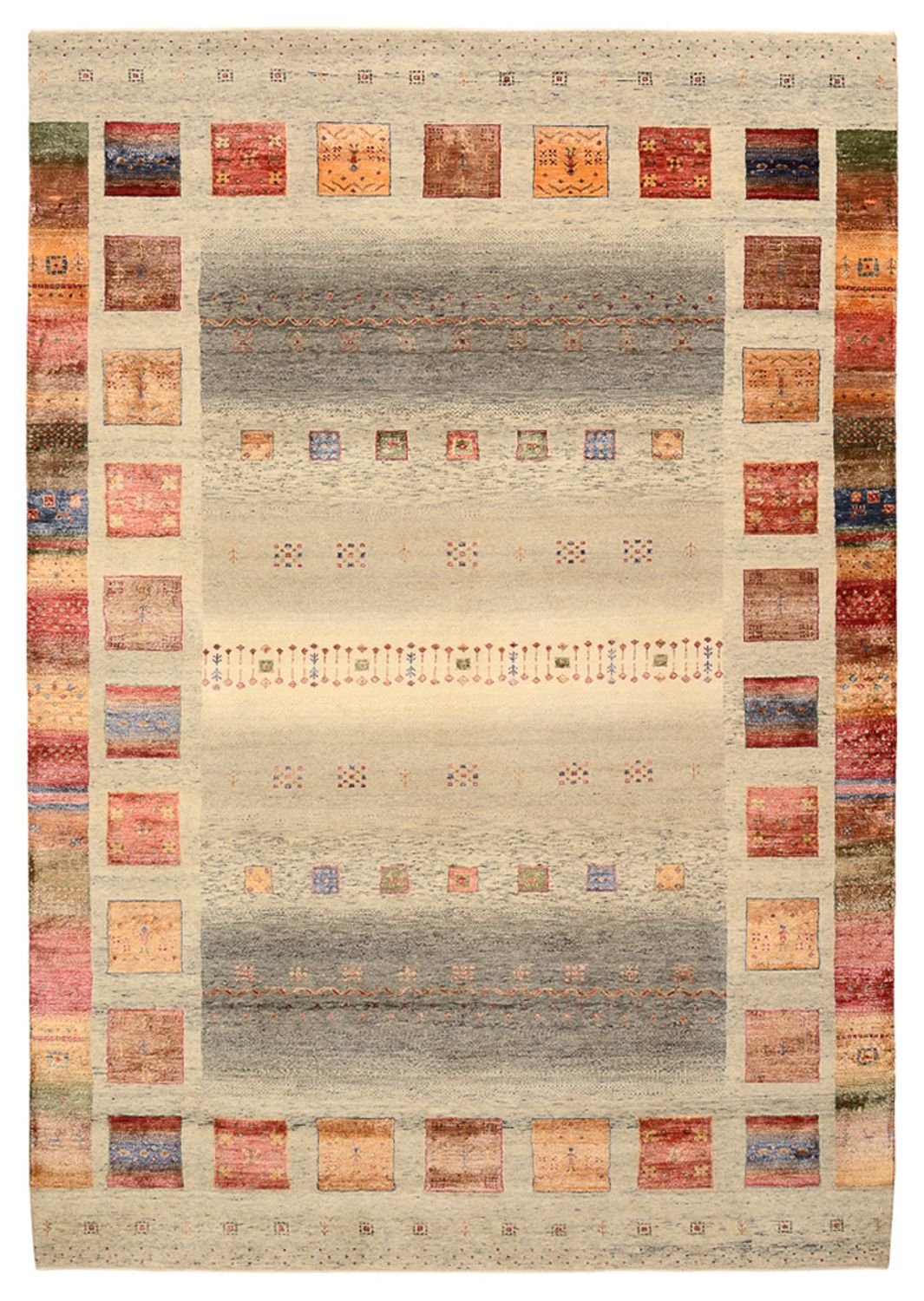 Alfombra Gabbeh - Loribaft Indus - 301 x 207 cm - beige oscuro